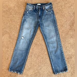 High Rise Straight Leg Jeans w/ Stretch